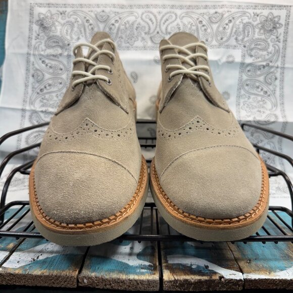 NEW Toms Shoes Brown Brogue Oxford Wingtips Desert Beige Suede Lace Up Mens 12 main image 9